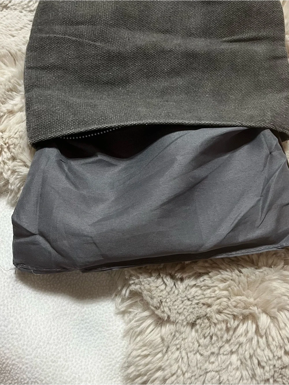 Embroidered 'mom' Grey Canvas Pouch with Yellow Script 02-05R